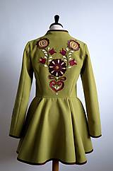 folk kabátik s ornamentami - zelený