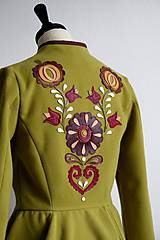 Bundy a kabáty - folk kabátik s ornamentami - zelený - 7257465_