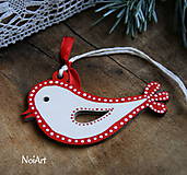 Dekorácie - Vianočná ozdoba vtáčik folk - 7261007_