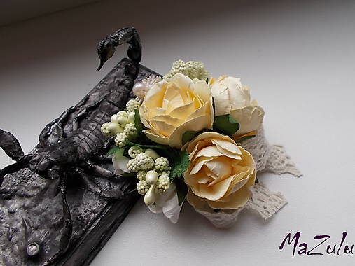 Ozdoby do vlasov - spona do vlasov " Vintage" maslová - 7258980_