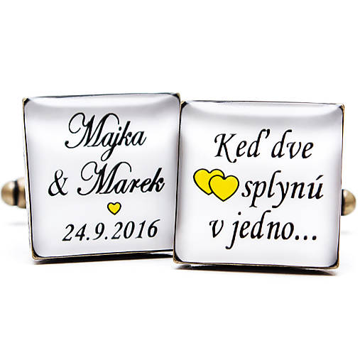 Pánske šperky - Keď dve ♥♥ splynú v jedno... (štvorcové - strieborné + darček.krabička) - 7260430_
