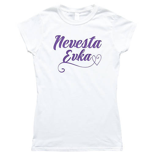 Topy, tričká, tielka - Nevesta - fialový nápis - 7260847_