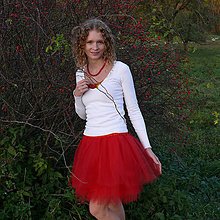 Sukne - Červená tylová sukně - 7262512_