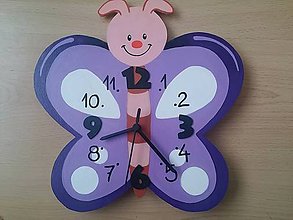 Hodiny - detské nástenné hodiny motýľ - 7267268_