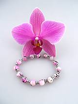 Náramky - ružový dalmatín a motýle náramok - 7272420_