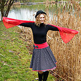 Sukne - Černo-červená puntíkovaná sukně - 7271938_