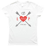 Amorov šíp - tričko so svadobným logom