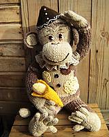 Hračky - Pletená opička s banánom - 7279570_