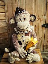 Hračky - Pletená opička s banánom - 7279573_