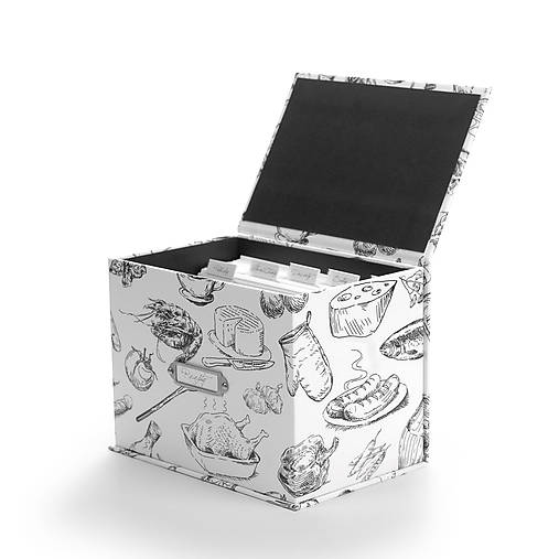 Papiernictvo - Receptár Black & White - krabička na recepty - 7278671_