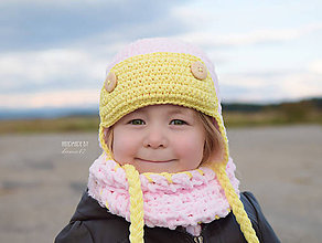 Detské čiapky - Letecká súprava na zimu "ružové slnko" - 7285792_