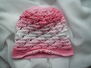 Detské čiapky - Detská  ružovo-biela čiapka - 7285873_