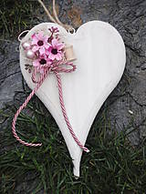 Dekorácie - Drevené srdce v ružovom - 7286451_
