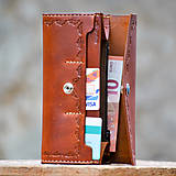 Peňaženky - Kožená dámska peňaženka hnedá - 7287416_