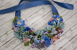Náhrdelníky - Modrý kvetinový náhrdelník - 7302422_