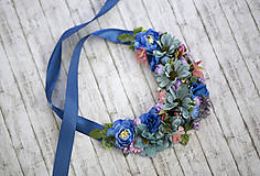 Náhrdelníky - Modrý kvetinový náhrdelník - 7302423_
