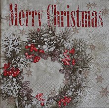 Papier - servítka "Veniec Merry Christmas" - 7301585_