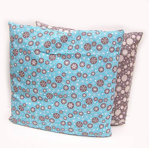 Úžitkový textil - Vianočná obliečka Vločky Tyrkysové - 7305936_