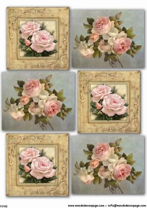 Ryžový papier- Vintage ruže 42x30