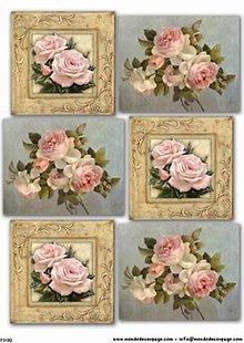 Papier - Ryžový papier- Vintage ruže 42x30 - 7303124_