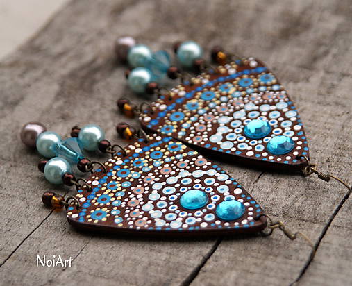 Náušnice - Náušnice Blue Aura, bodkované - 7308690_