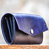 Peňaženky - Kožená dámska peňaženka Navy blue XXL (Hnedá) - 7308981_