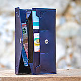 Peňaženky - Kožená dámska peňaženka Navy blue XXL (Červená) - 7308984_