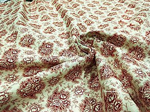 Textil - Bavlnená látka - kvietky na krémovom II - cena za 10 cm - 7314100_
