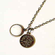 Náhrdelníky - Vintage Zodiac Sign Necklace (Howlite / Náhrdelník 3v1 so znamením a minerálom) - 7323421_