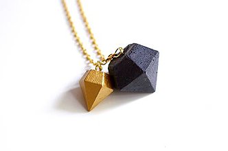 Náhrdelníky - Betónové diamanty duo black & gold - 7324049_