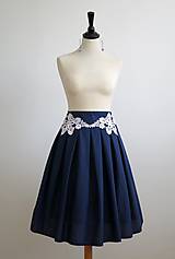 Sukne - modrá sukňa s čipkou - 7326433_