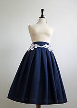 Sukne - modrá sukňa s čipkou - 7326436_