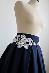 Sukne - modrá sukňa s čipkou - 7326438_