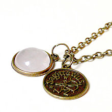 Náhrdelníky - Vintage Zodiac Sign Necklace (Rose Quartz / Náhrdelník 3v1 so znamením a minerálom) - 7329504_