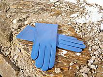 Rukavice - Světlemodré dámské kožené rukavice s hedvábnou podšívkou - celoroční - 7330065_