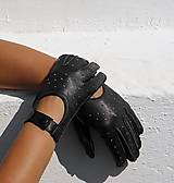 Rukavice - Černé  dámské kožené rukavice, šoférky - celoroční - 7331029_