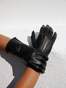 Rukavice - Černé dámské kožené rukavice s hedvábnou podšívkou - celoroční - 7329775_