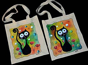 Nákupné tašky - Maľovaná taška - mačka - 7334815_