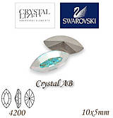 Korálky - SWAROVSKI® ELEMENTS 4200 Navette - Crystal AB, 10x5mm, bal.1ks - 7335222_