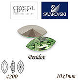 Korálky - SWAROVSKI® ELEMENTS 4200 Navette - Peridot, 10x5mm, bal.1ks - 7335240_