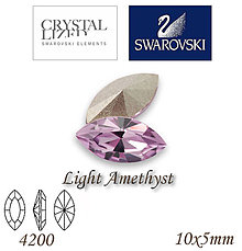 Korálky - SWAROVSKI® ELEMENTS 4200 Navette - Light Amethyst, 10x5mm, bal.1ks - 7335231_