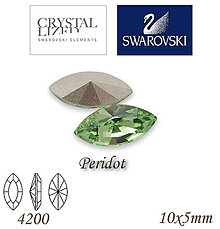 Korálky - SWAROVSKI® ELEMENTS 4200 Navette - Peridot, 10x5mm, bal.1ks - 7335240_