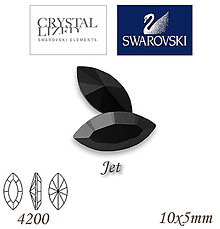 Korálky - SWAROVSKI® ELEMENTS 4200 Navette - Jet, 10x5mm, bal.1ks - 7335242_
