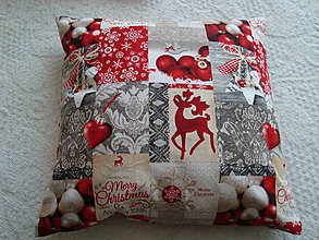 Úžitkový textil - Vianočný vankúšik - obliečka - 7346033_