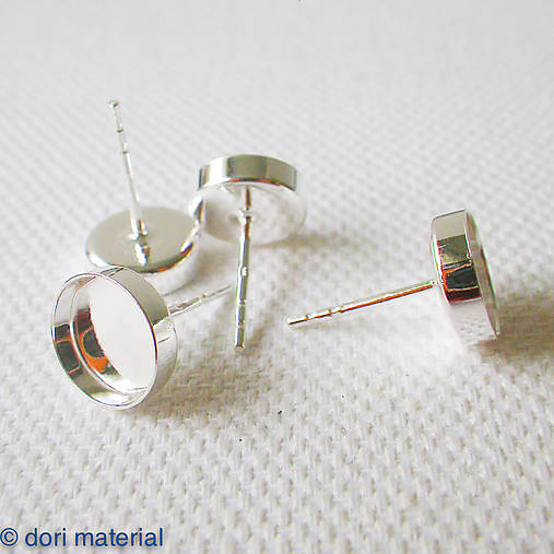 Komponenty - strieborné napichovacie okrúhle lôžka (Ag 925), 8 mm, cena za pár - 7344050_