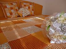 Úžitkový textil - Prehoz, vankúš patchwork vzor orandžové farby ( rôzne varianty veľkostí ) - 7355394_