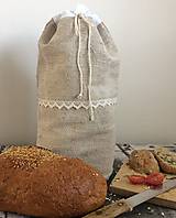 Úžitkový textil - Vrecko na chlieb z ručne tkaného ľanu 3v1 - 7350616_