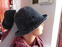 Čiapky, čelenky, klobúky - šedý klobúk s mašľou - 7358873_