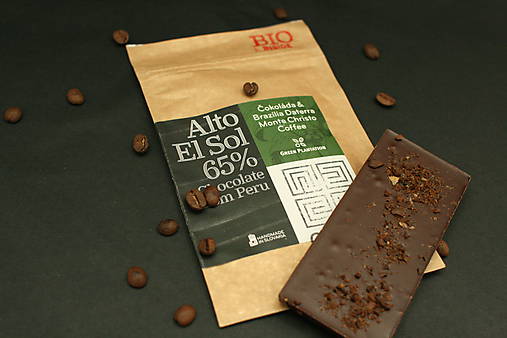 BIO Horká čokoláda 65% s čerstvo praženou kávou z Brazílie