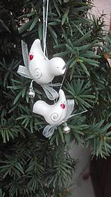 Dekorácie - Vianočné vtáčiky s roľničkou - 7373203_